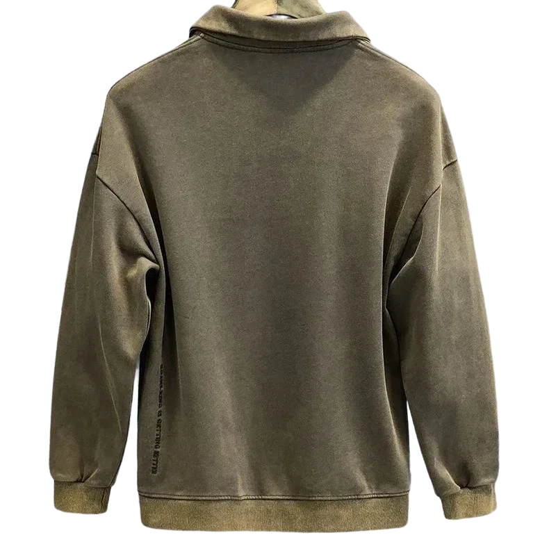 Men's polo jumper, close up of collar and placket