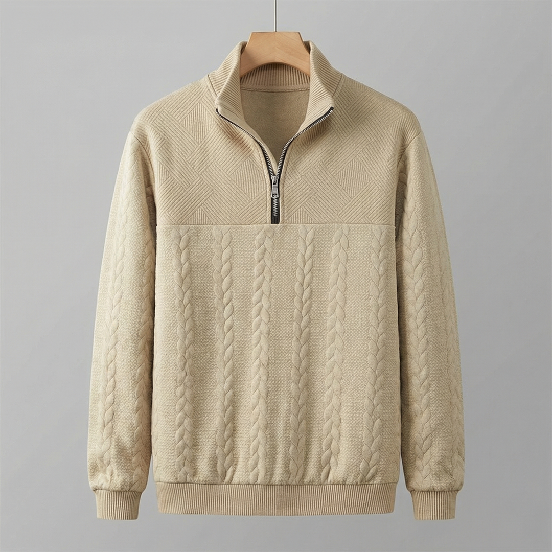Men's poly-wool quarter-zip sweatshirt, front view