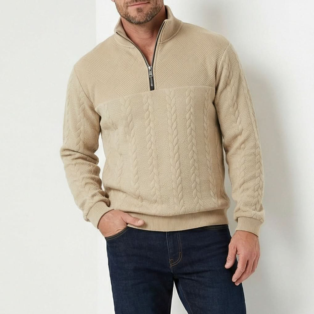 Men's poly-wool quarter-zip sweatshirt, styled shot