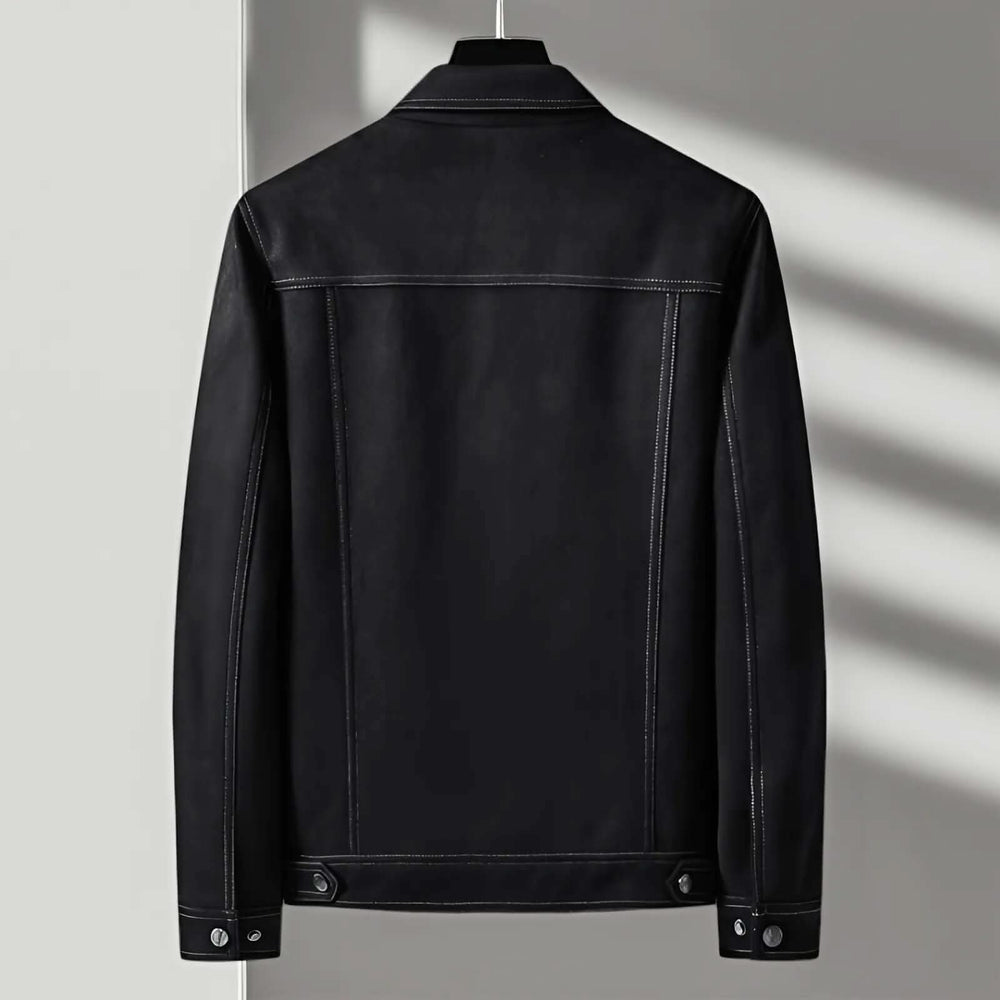 Men's suede retro jacket, back view