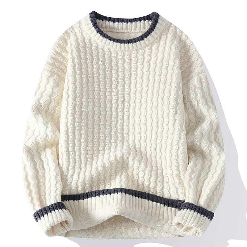 Men's wave knit jumper, front view