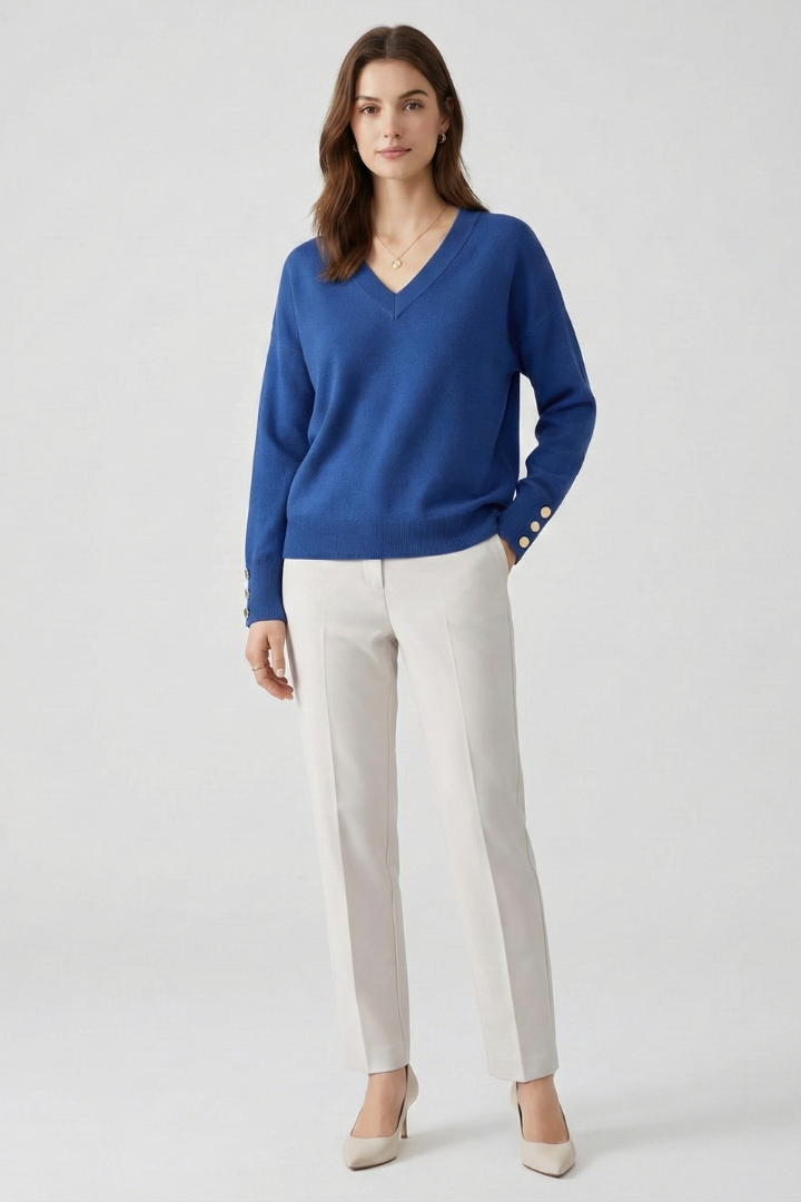 Natalie - V-Neck Dropped Shoulder Jumper