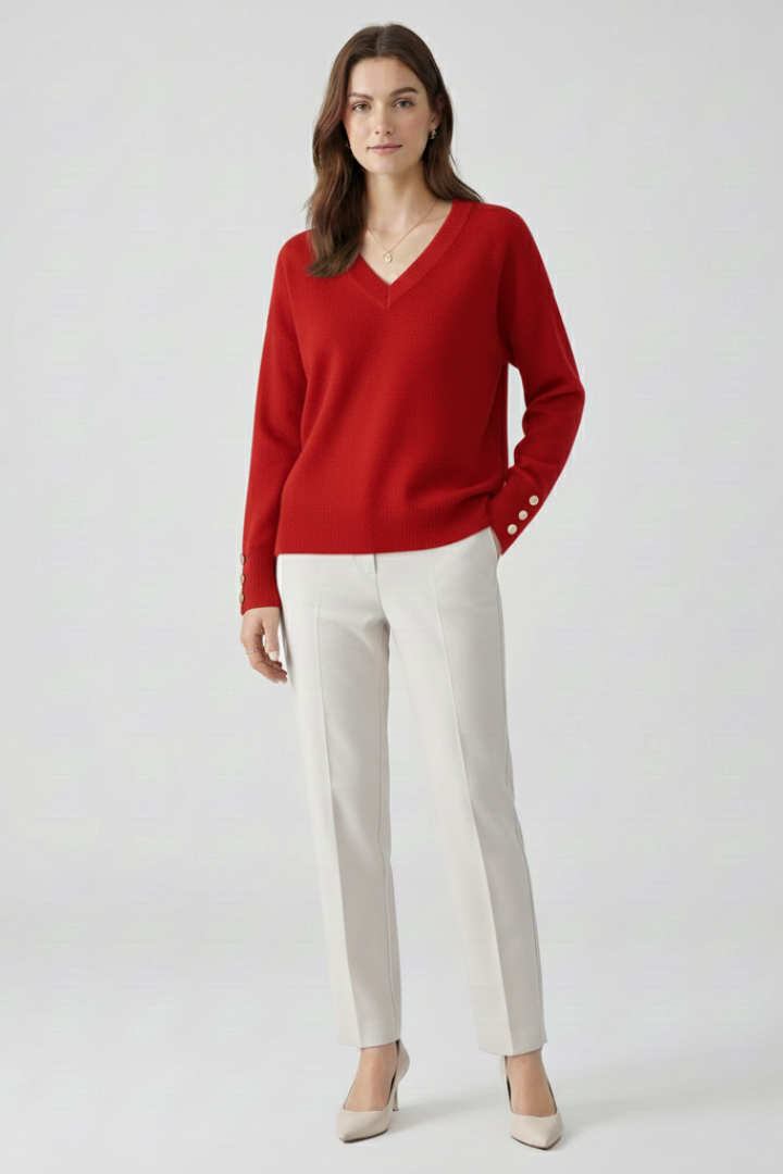 Natalie - V-Neck Dropped Shoulder Jumper