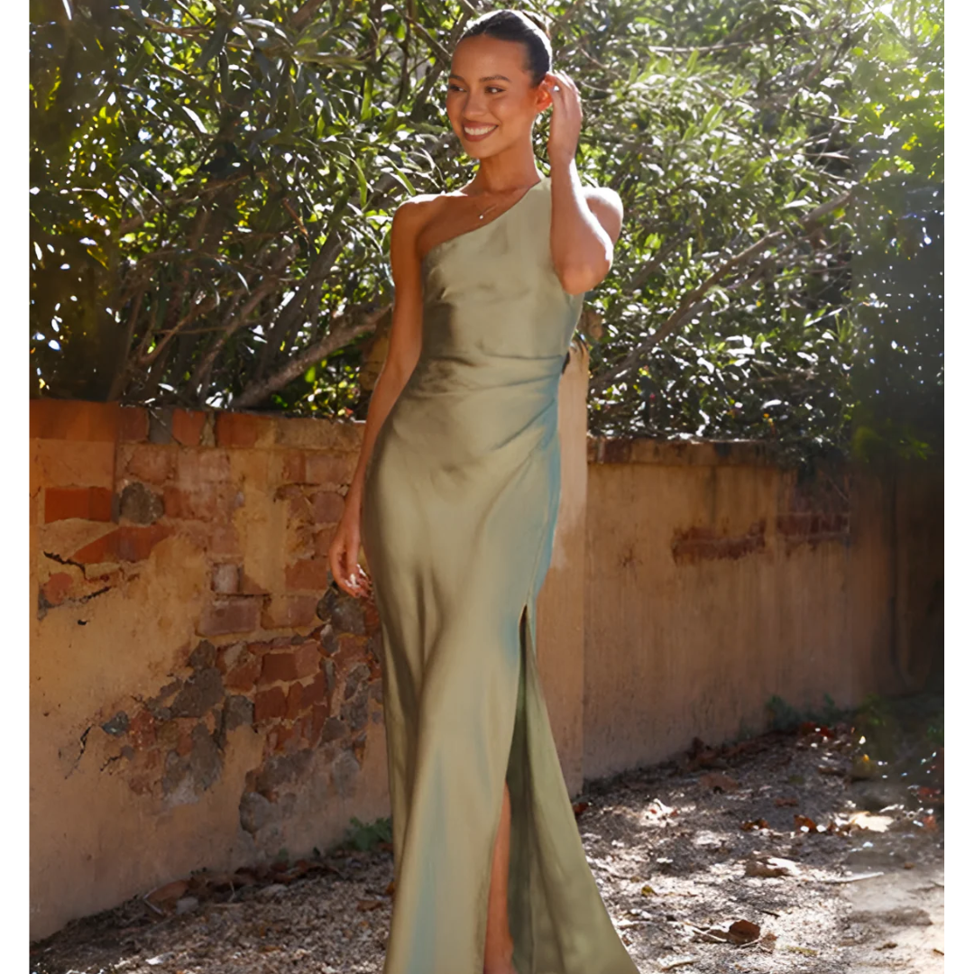 One Shoulder Maxi Dress with Slit