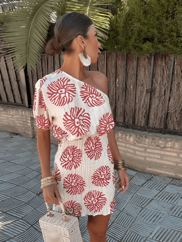 One-Shoulder Smocked Mini Dress