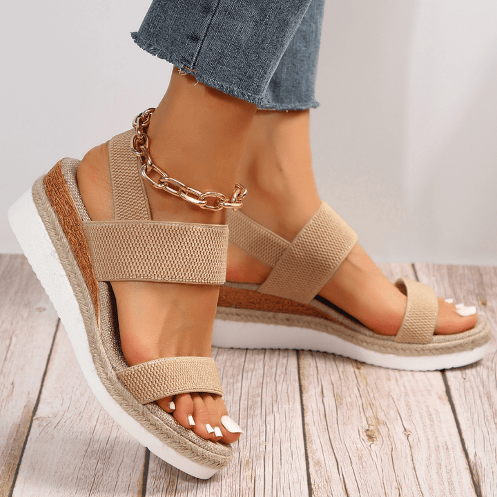 Platform Elastic Strap Sandals