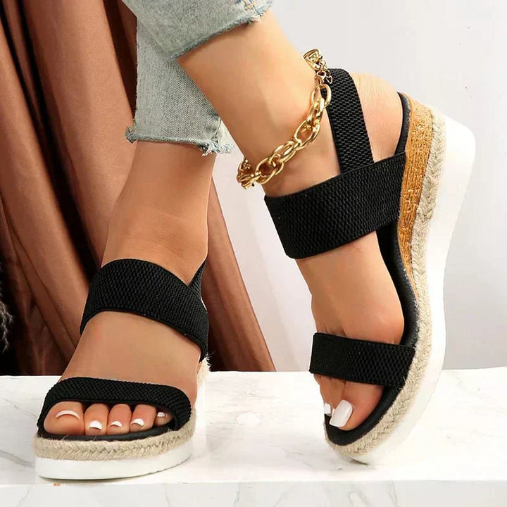 Platform Elastic Strap Sandals