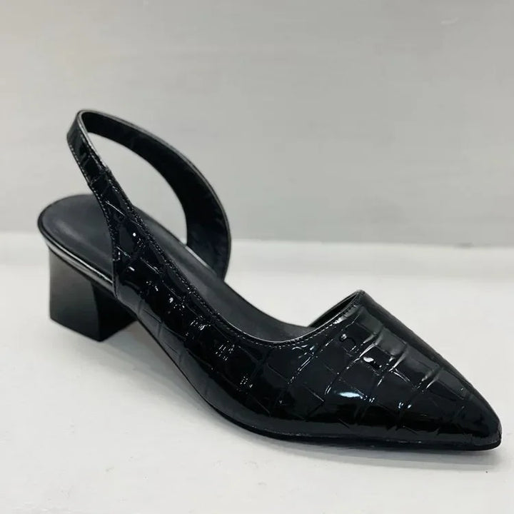 Pointed Toe Slingback Block Heel Pumps