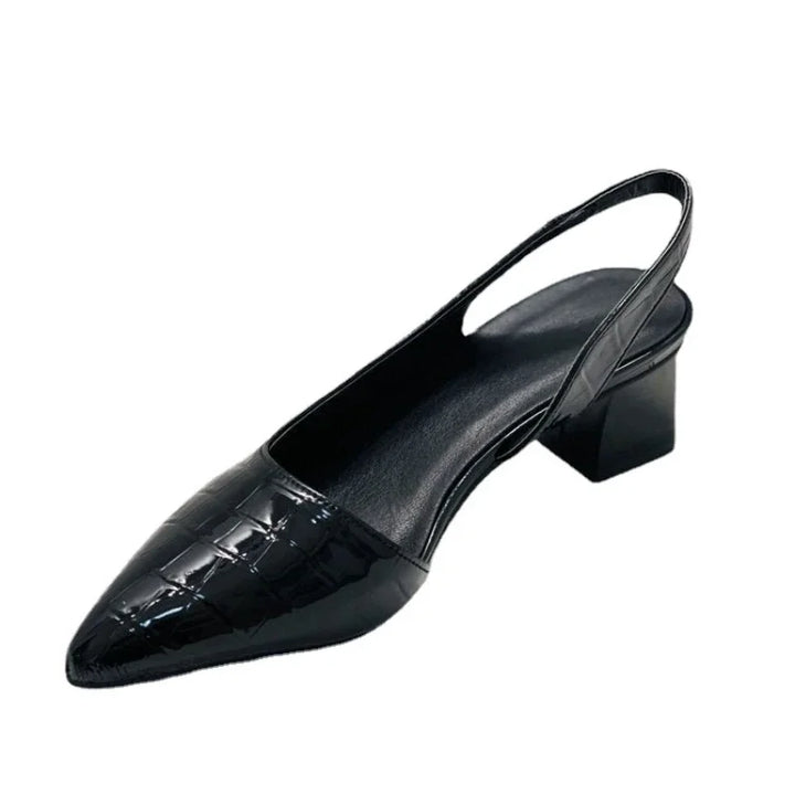 Pointed Toe Slingback Block Heel Pumps