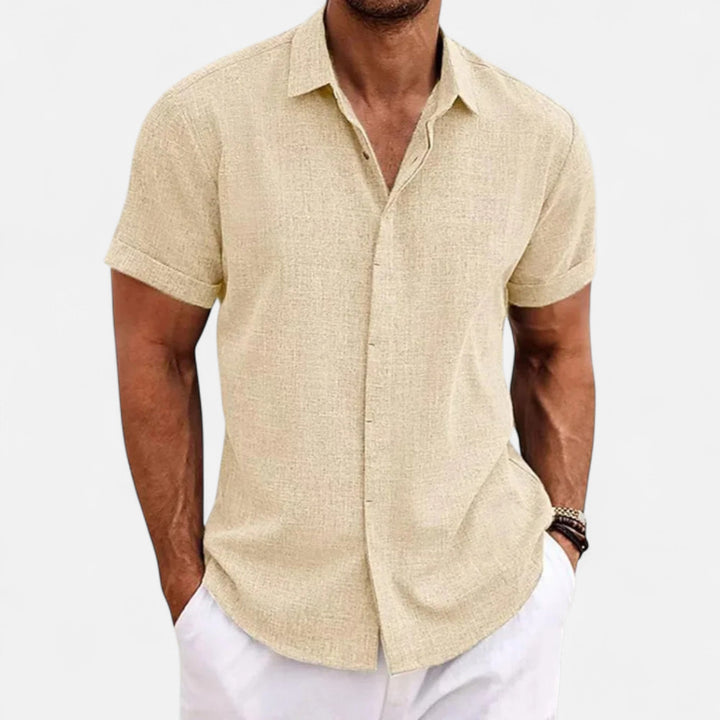 Short Sleeve Textured Button Up Shirt