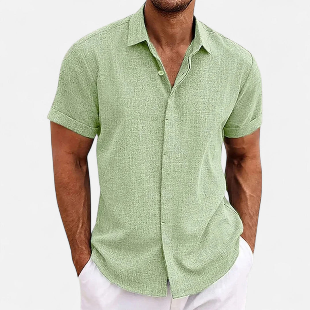 Short Sleeve Textured Button Up Shirt