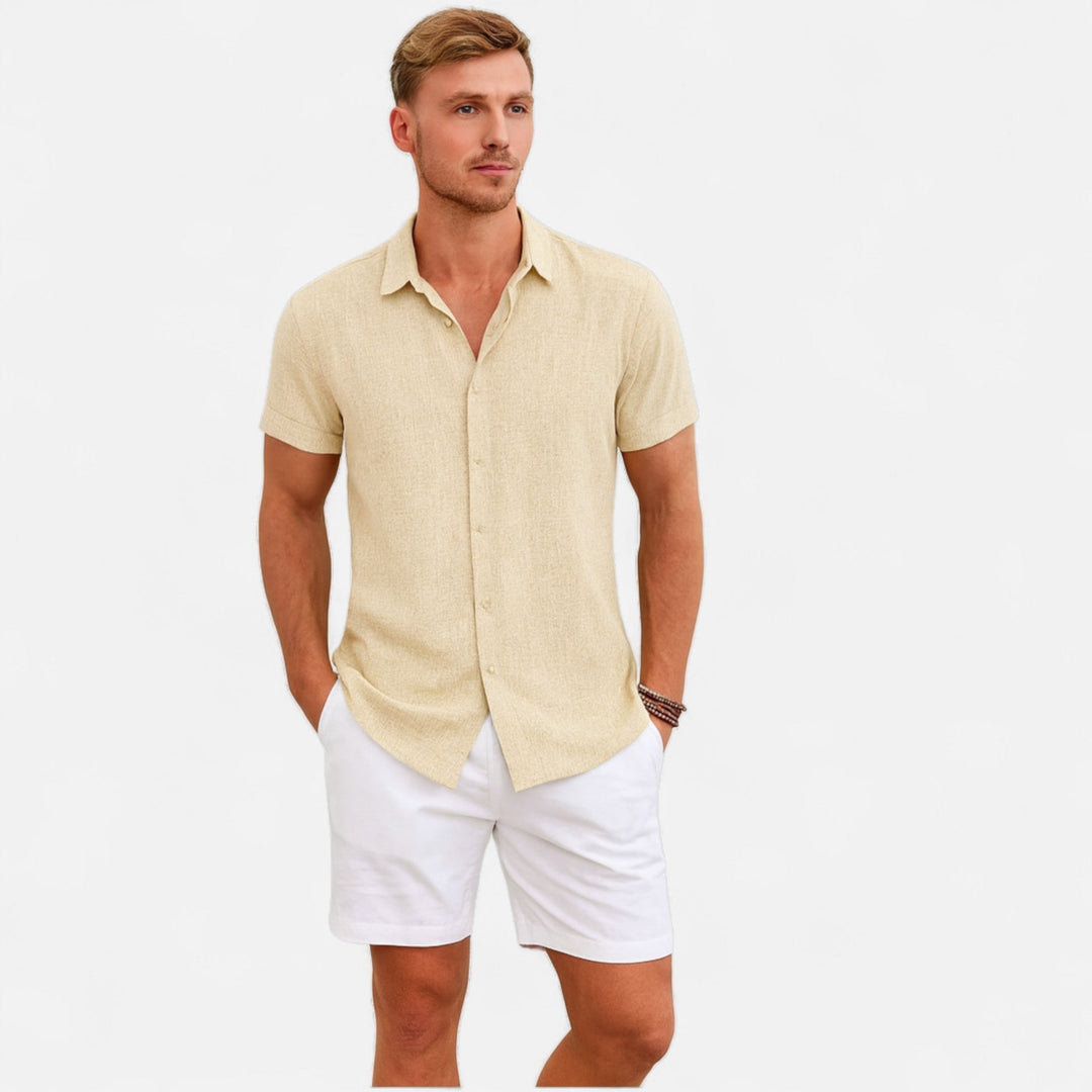 Short Sleeve Textured Button Up Shirt