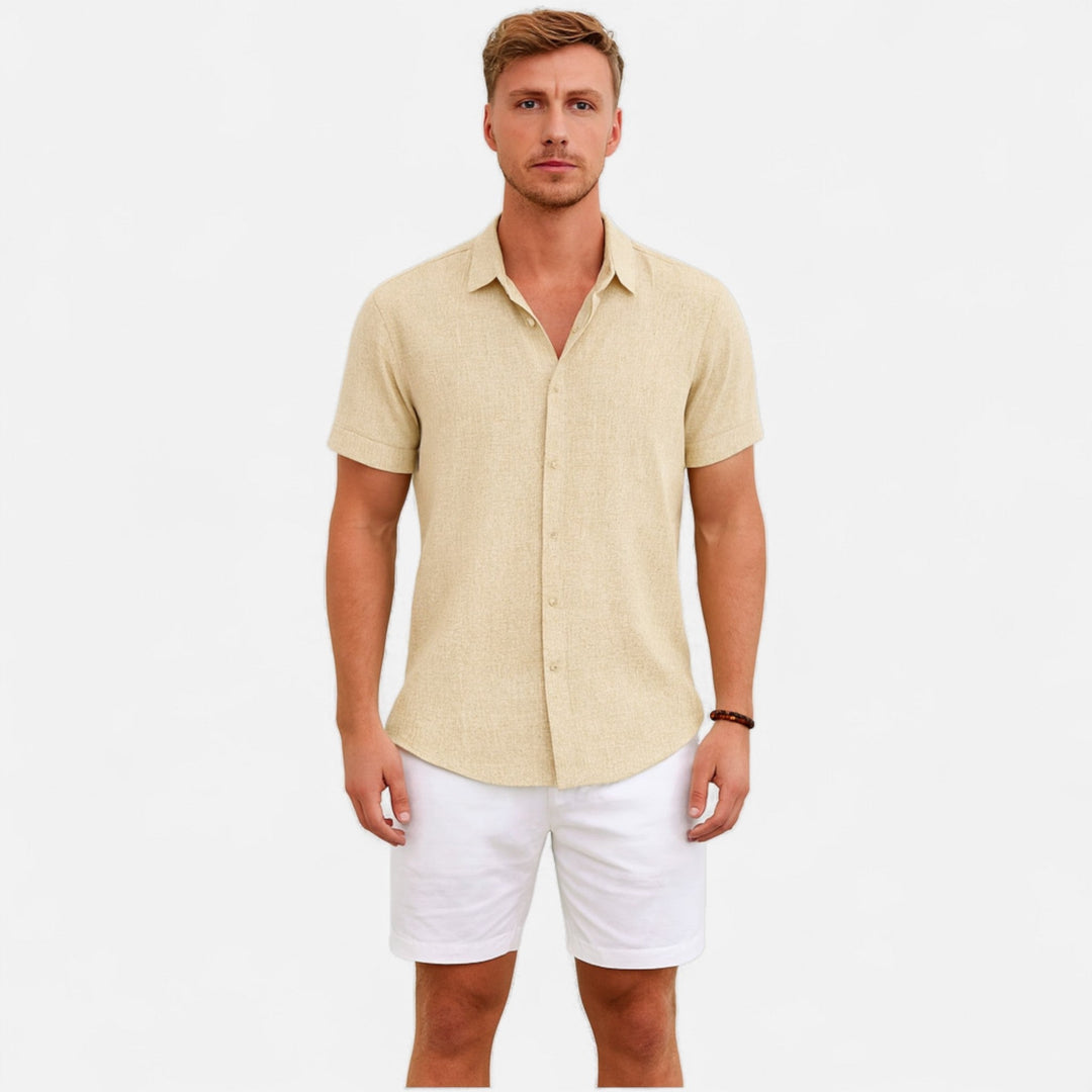 Short Sleeve Textured Button Up Shirt
