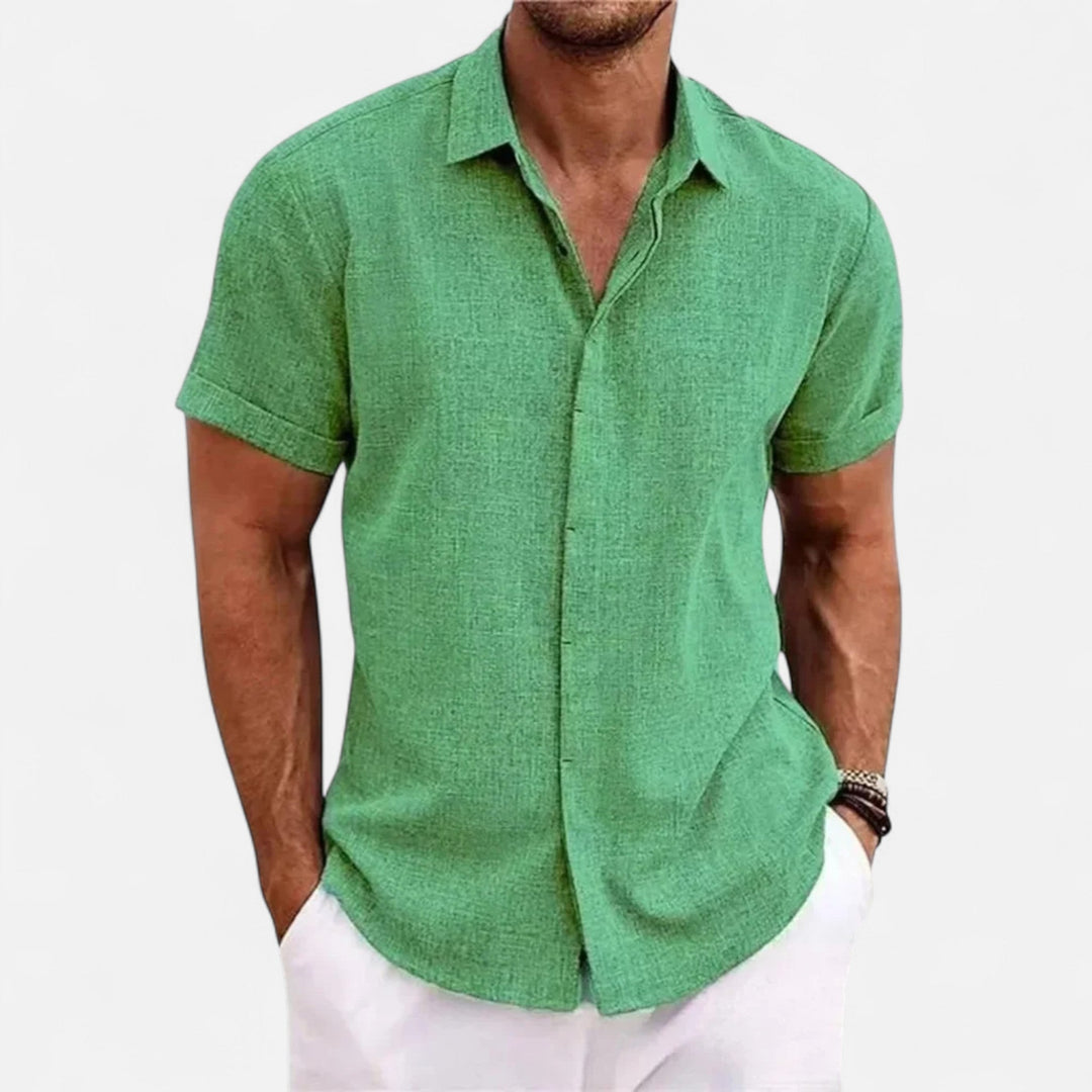 Short Sleeve Textured Button Up Shirt