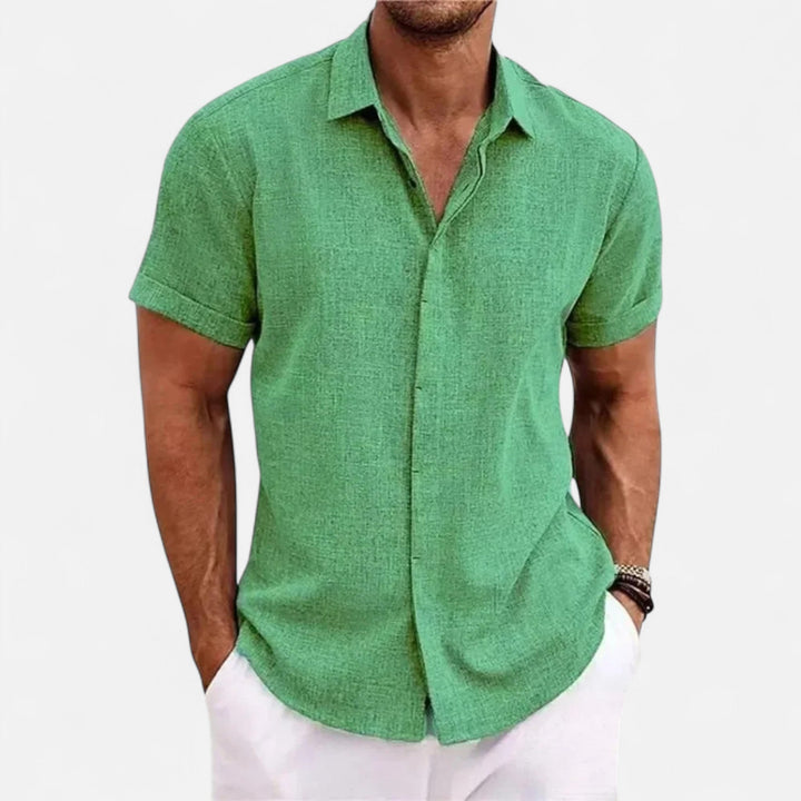 Short Sleeve Textured Button Up Shirt