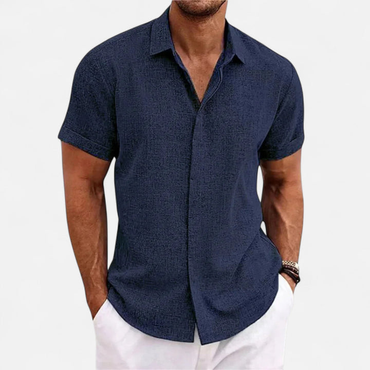 Short Sleeve Textured Button Up Shirt