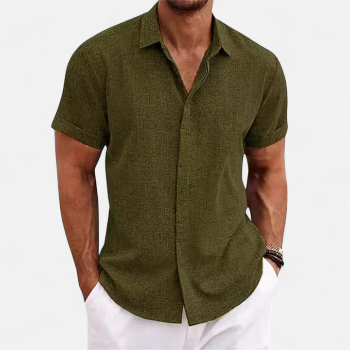 Short Sleeve Textured Button Up Shirt