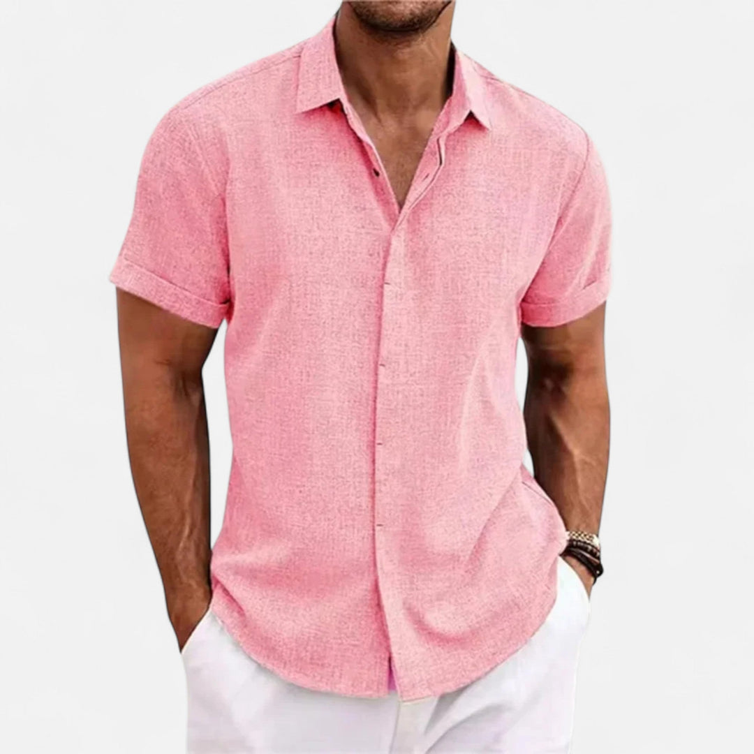 Short Sleeve Textured Button Up Shirt