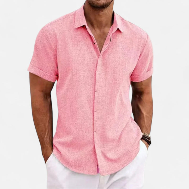 Short Sleeve Textured Button Up Shirt