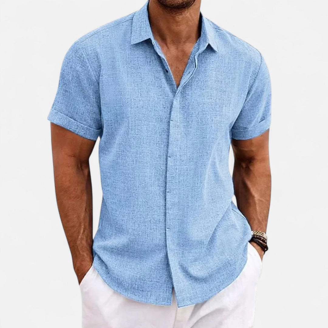 Short Sleeve Textured Button Up Shirt
