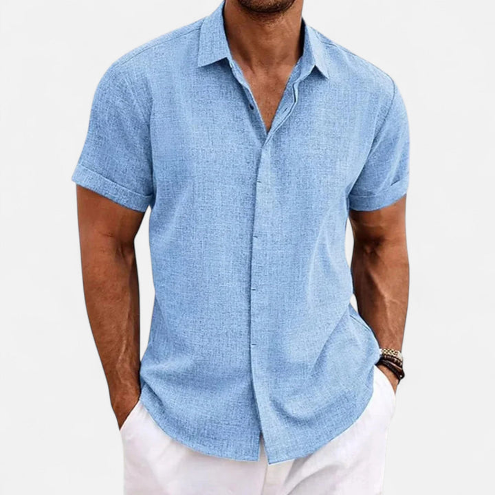Short Sleeve Textured Button Up Shirt
