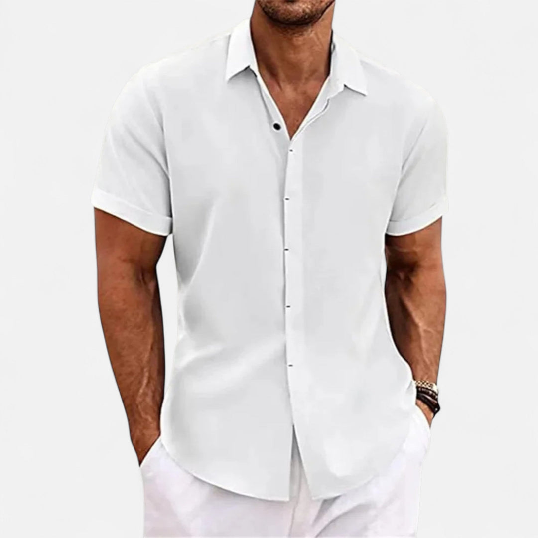 Short Sleeve Textured Button Up Shirt