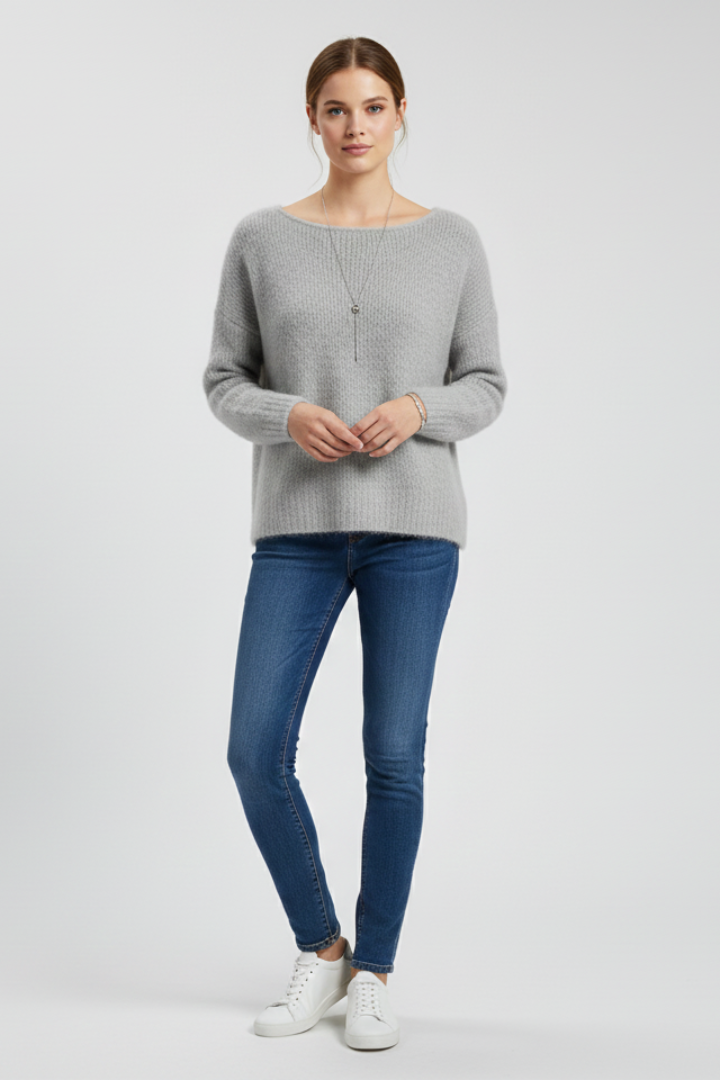 Sophie - Wide Neck Brushed Knit Jumper