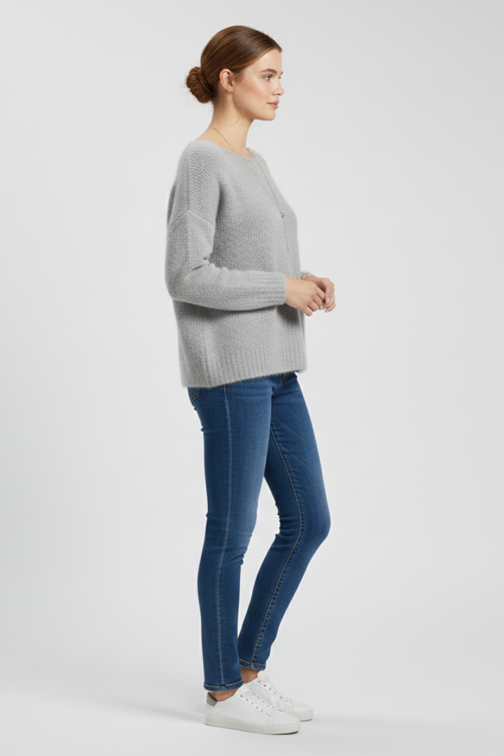 Sophie - Wide Neck Brushed Knit Jumper