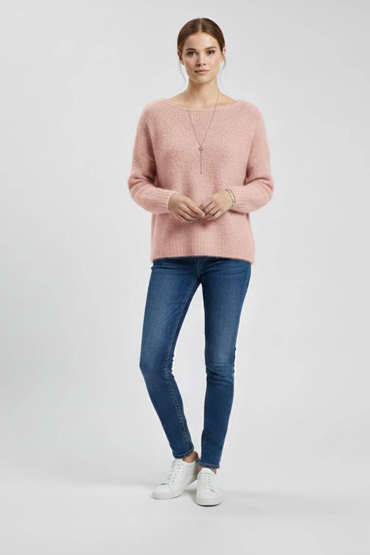 Sophie - Wide Neck Brushed Knit Jumper