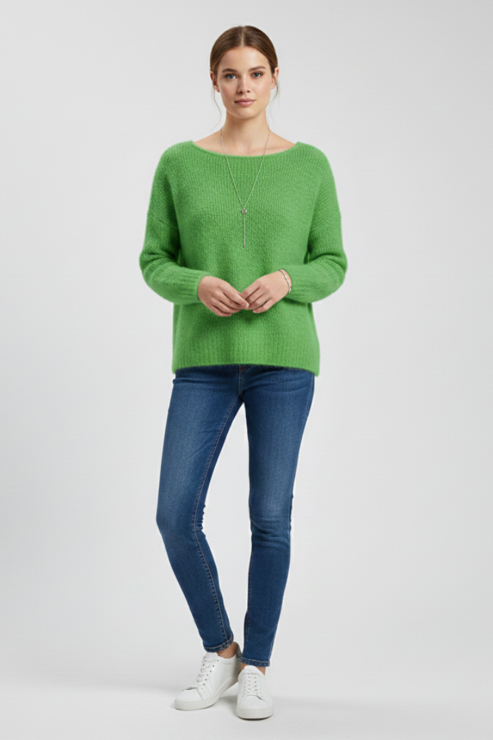 Sophie - Wide Neck Brushed Knit Jumper