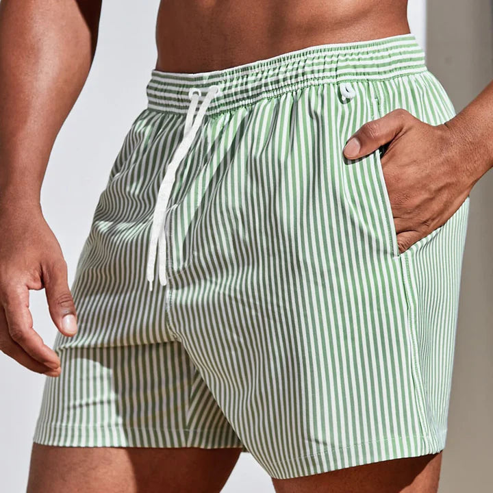 Striped Quick-Dry Swim Shorts