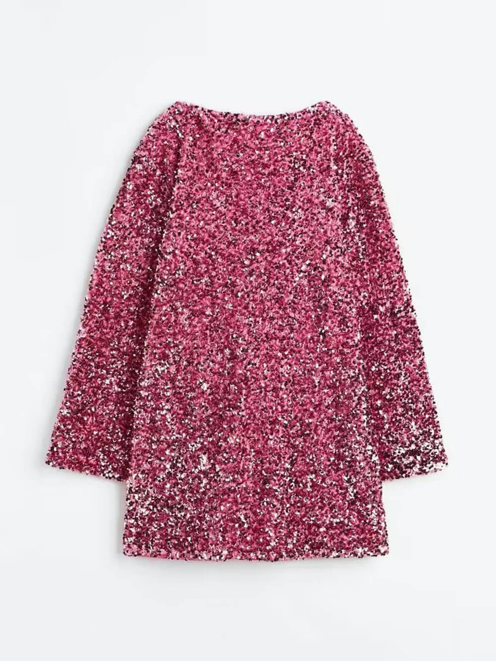 Textured Long-Sleeve Shift Mini Dress
