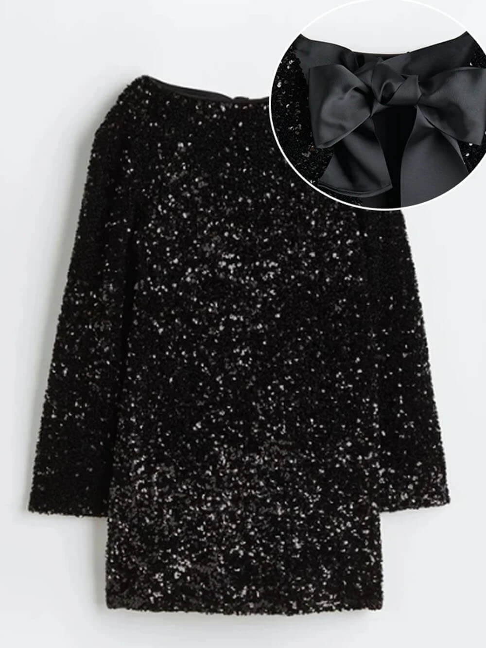 Textured Long-Sleeve Shift Mini Dress