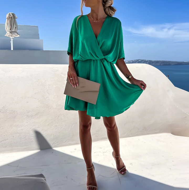 V-Neck Twist Front Mini Dress