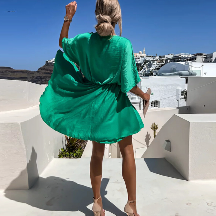 V-Neck Twist Front Mini Dress