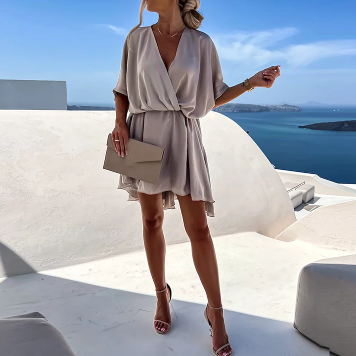 V-Neck Twist Front Mini Dress