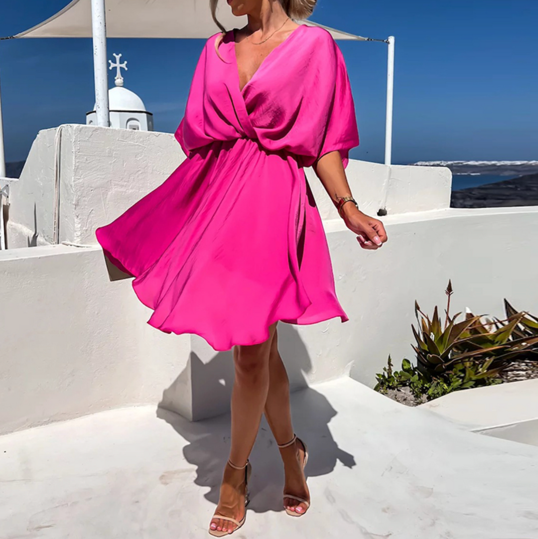 V-Neck Twist Front Mini Dress