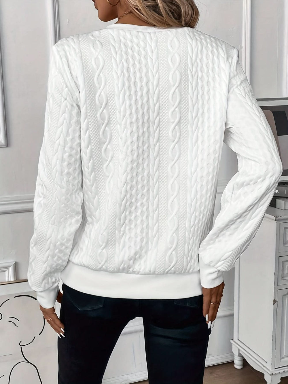 Women's hooded zip sweater, styled shot