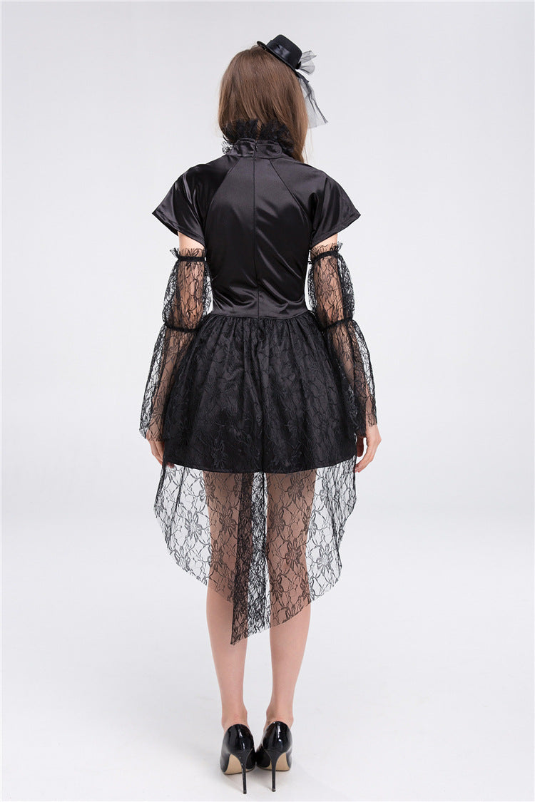 Women's mesh lace witch Halloween costume, close up of mesh sleeves
