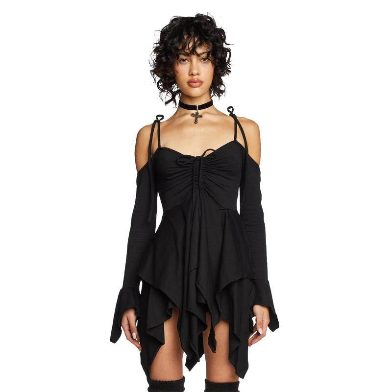 Women's patchwork Halloween costume, additional styled shot