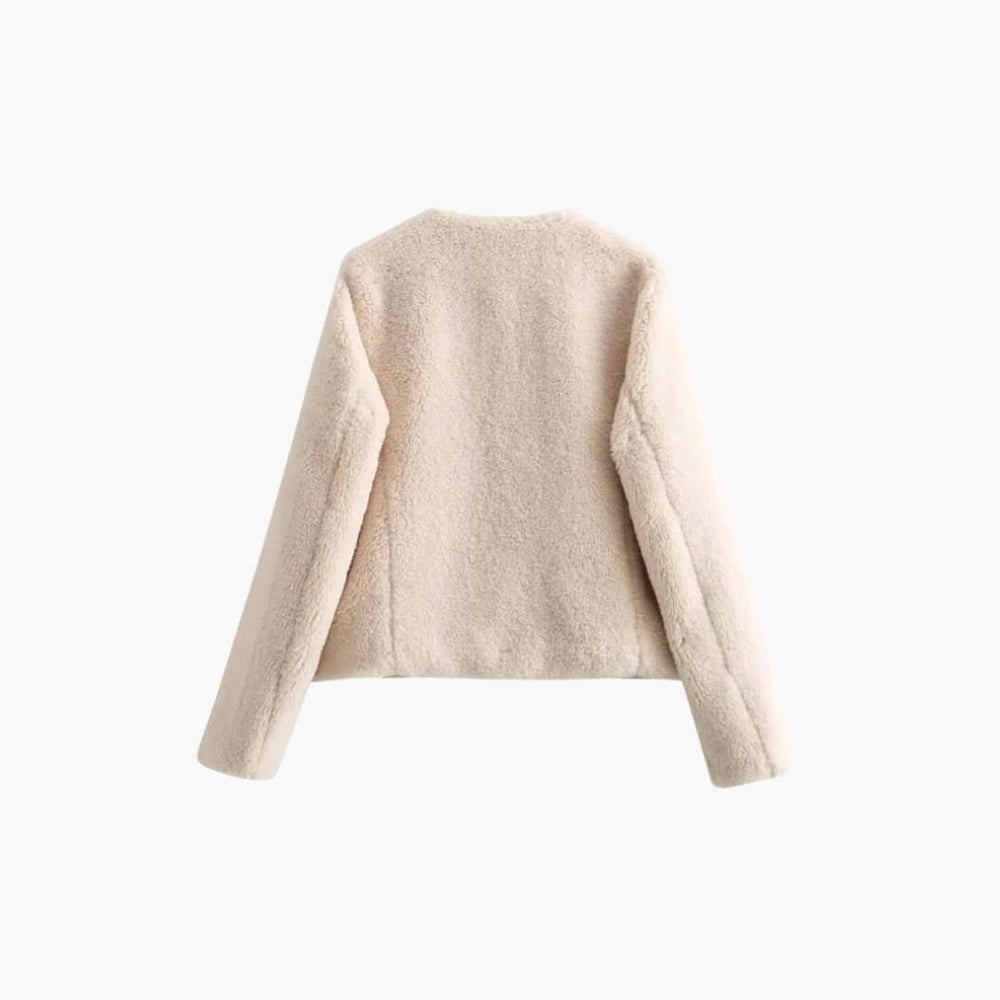 Women's teddy toggle coat, close up of toggle closure