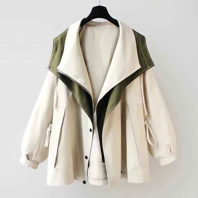 Women's water-repellent hooded jacket, close up of drawcord waist