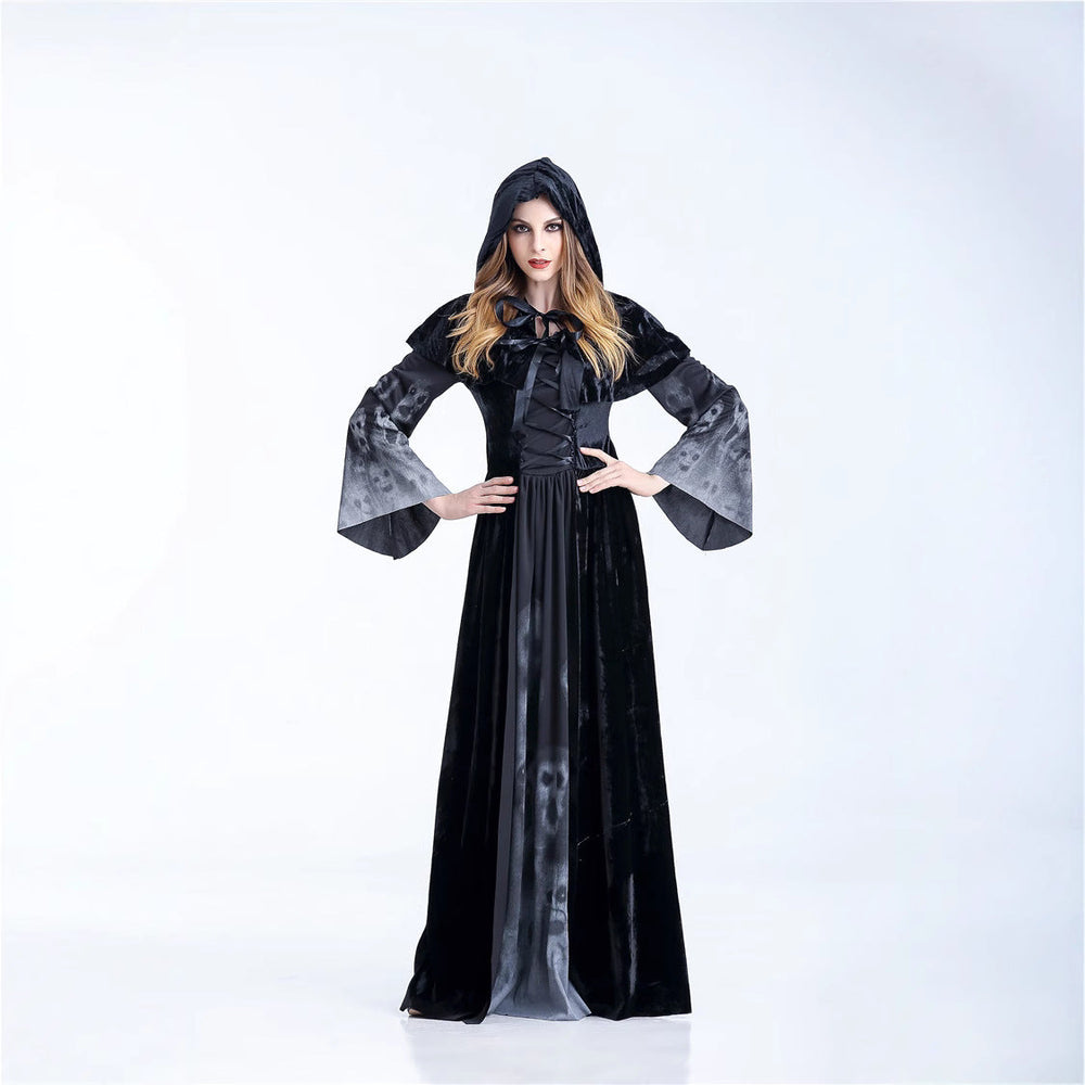 Women's witch demon Halloween costume, close up of dress detail