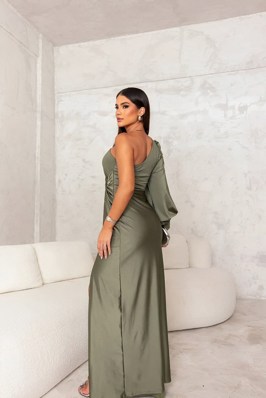 Veronica | One-Shoulder Satin Dress
